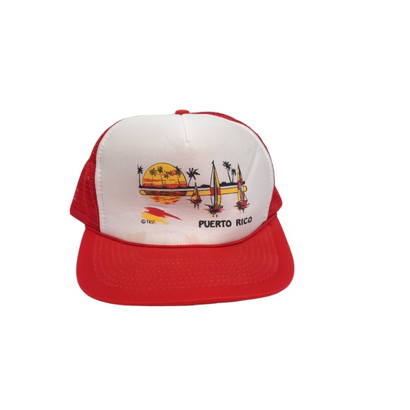 gold metal Other - Vintage 80s Puerto Rico Snap Back Foam Trucker Hat Baseball Cap